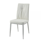 Kami 22 Inch Dining Chair, Set of 2, Tufted Backrest, Beige and Chrome