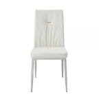 Kami 22 Inch Dining Chair, Set of 2, Tufted Backrest, Beige and Chrome