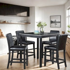 Set da 5 pezzi di tavolo e sedie da pranzo in legno, altezza bancone