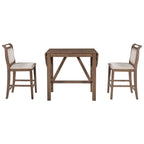 3-Piece Wood Counter Height Drop Leaf Dining Table Set with 2 Upholstered Dining Chairs for Small Place