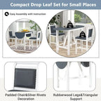 3-Piece Wood Counter Height Drop Leaf Dining Table Set with 2 Upholstered Dining Chairs for Small Place