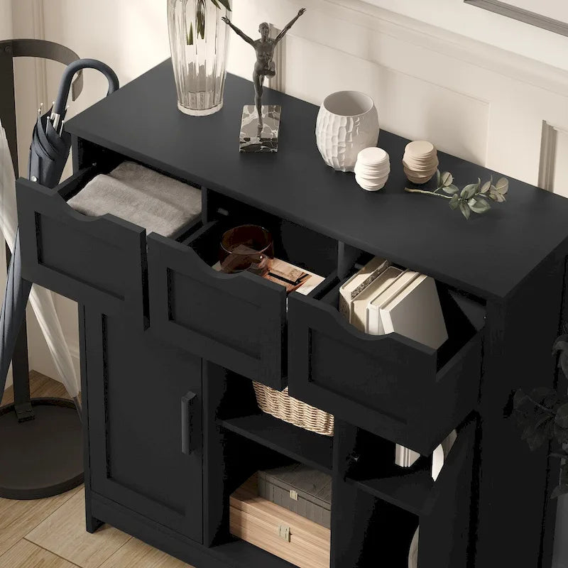 Wooden Floor Cabinet,with Drawers and Shelves Storage Cabinets,Accent Cabinet for Living Room,Bedroom