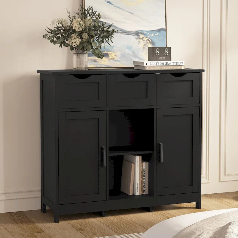 Wooden Floor Cabinet,with Drawers and Shelves Storage Cabinets,Accent Cabinet for Living Room,Bedroom