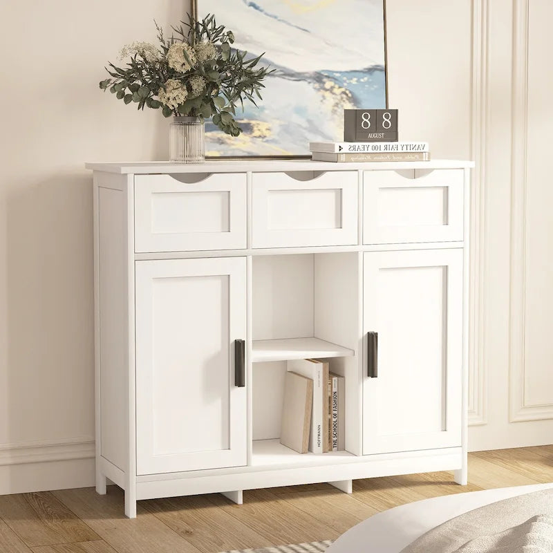Wooden Floor Cabinet,with Drawers and Shelves Storage Cabinets,Accent Cabinet for Living Room,Bedroom
