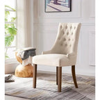 Wingback Upholstered Dining Chairs Set of 2, Fabric Side Dining Room Chairs with Tufted Button