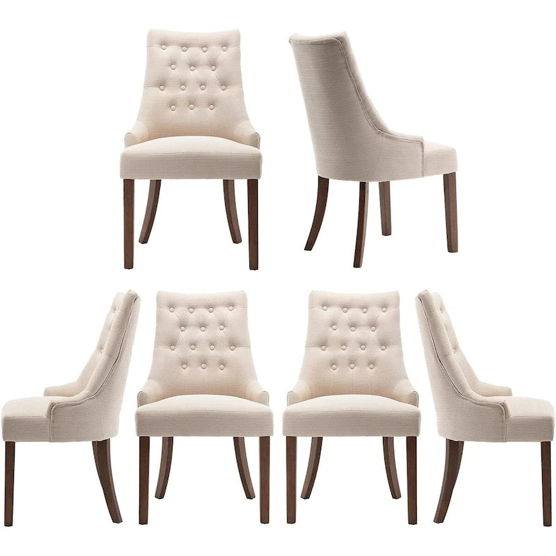 Wingback Upholstered Dining Chairs Set of 2, Fabric Side Dining Room Chairs with Tufted Button