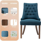 Wingback Upholstered Dining Chairs Set of 2, Fabric Side Dining Room Chairs with Tufted Button
