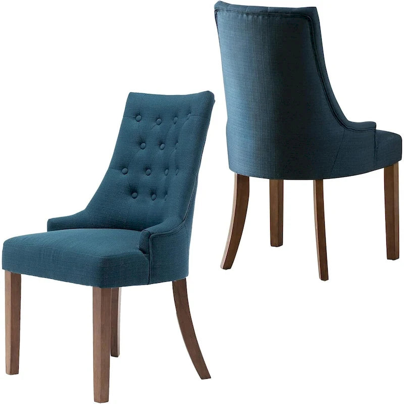 Wingback Upholstered Dining Chairs Set of 2, Fabric Side Dining Room Chairs with Tufted Button