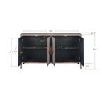 Antique Carved Flower Door Sideboard Storage Cabinet