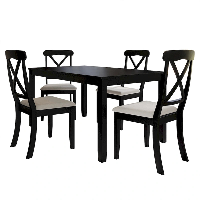 Set da pranzo in legno in stile rustico CraftPorch da 5 pezzi