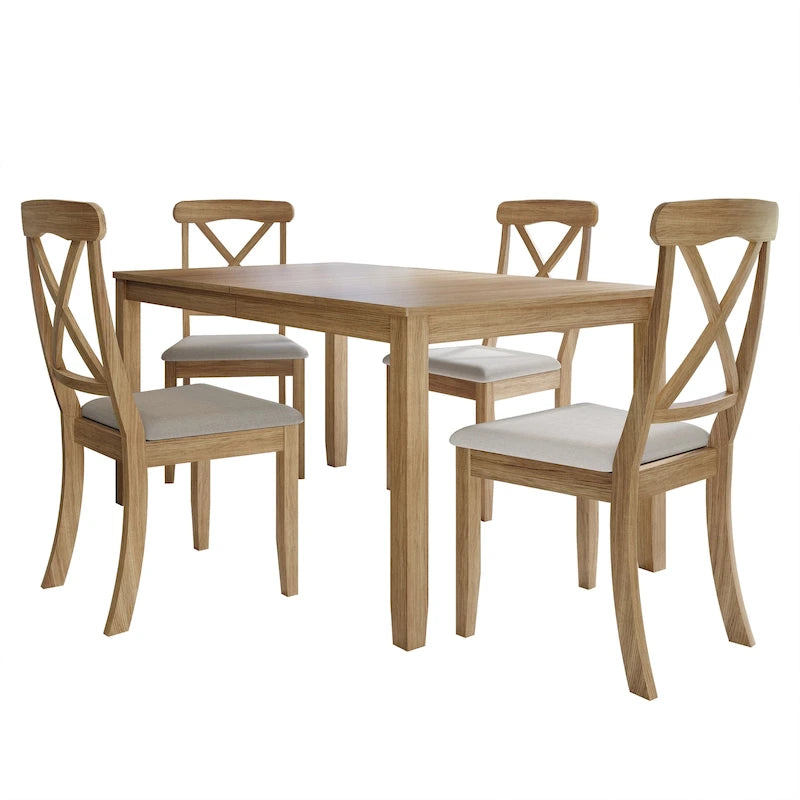Set da pranzo in legno in stile rustico CraftPorch da 5 pezzi