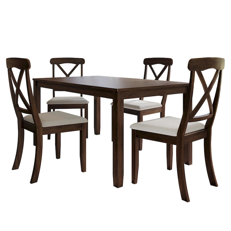 Set da pranzo in legno in stile rustico CraftPorch da 5 pezzi