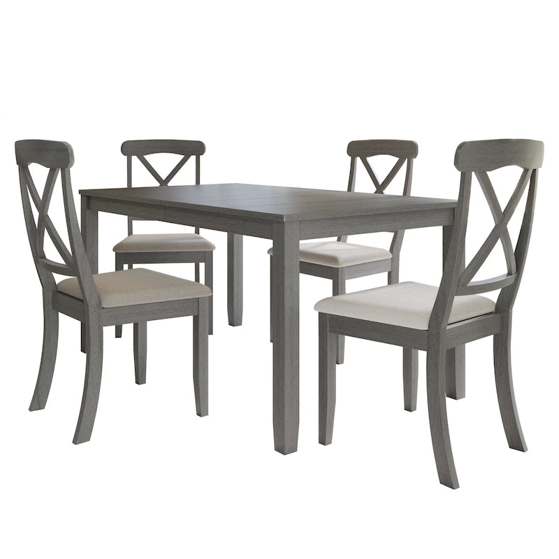 Set da pranzo in legno in stile rustico CraftPorch da 5 pezzi