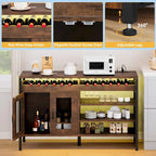 Moasis 55 Industrial Coffee Bar Cabinet with Led Lights and Power Outlets - 55L x 15.7W x 29.5H