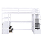 Nestfair Twin Size Loft Bed with Desk and Shelves