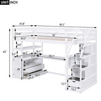 Nestfair Twin Size Loft Bed with Desk and Shelves