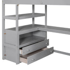 Nestfair Twin Size Loft Bed with Desk and Shelves