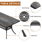5/7-Piece Cast Aluminum Outdoor Dining Set with 58.27 L X 34.65 W Rectangular Table and Random Color Seat Cushions
