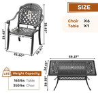 5/7-Piece Cast Aluminum Outdoor Dining Set with 58.27 L X 34.65 W Rectangular Table and Random Color Seat Cushions