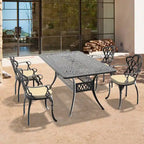 5/7-Piece Cast Aluminum Outdoor Dining Set with 58.27 L X 34.65 W Rectangular Table and Random Color Seat Cushions