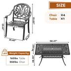 5/7-Piece Cast Aluminum Outdoor Dining Set with 58.27 L X 34.65 W Rectangular Table and Random Color Seat Cushions