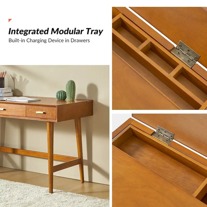 Erich Mid Century Modern 48 Computer Desk with USB by HULALA HOME