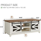Farmhouse Coffee Table with Storage & Sliding Doors, Cocktail Table