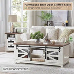Farmhouse Coffee Table with Storage & Sliding Doors, Cocktail Table