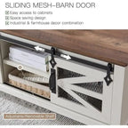 Farmhouse Coffee Table with Storage & Sliding Doors, Cocktail Table