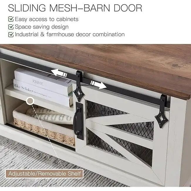 Farmhouse Coffee Table with Storage & Sliding Doors, Cocktail Table