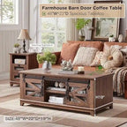 Farmhouse Coffee Table with Storage & Sliding Doors, Cocktail Table