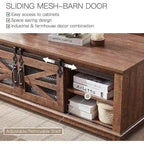Farmhouse Coffee Table with Storage & Sliding Doors, Cocktail Table