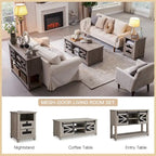 Farmhouse Coffee Table with Storage & Sliding Doors, Cocktail Table