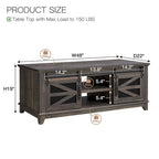 Farmhouse Coffee Table with Storage & Sliding Doors, Cocktail Table