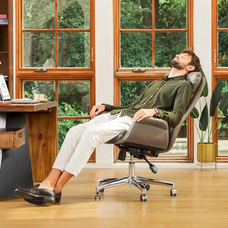 Modern High-Back Leatherette Adjustable Swivel Executive Office Chair by Glitzhome