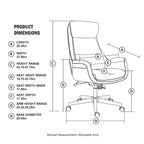 Modern High-Back Leatherette Adjustable Swivel Executive Office Chair by Glitzhome