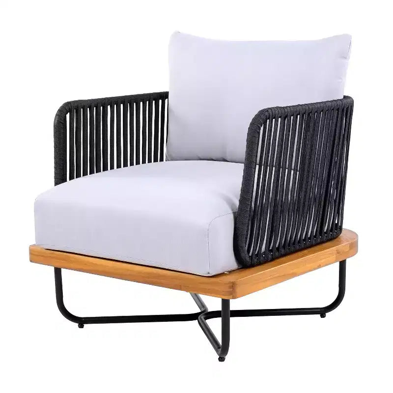 Poltrona Christopher Knight Home Ivan a club in corda intrecciata con struttura in acacia e ferro