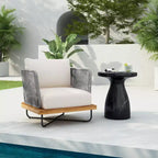 Poltrona Christopher Knight Home Ivan a club in corda intrecciata con struttura in acacia e ferro