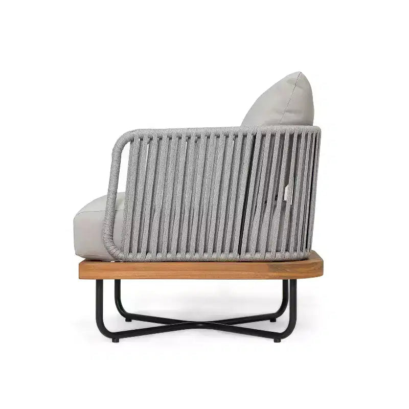 Poltrona Christopher Knight Home Ivan a club in corda intrecciata con struttura in acacia e ferro
