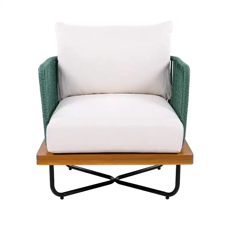Poltrona Christopher Knight Home Ivan a club in corda intrecciata con struttura in acacia e ferro