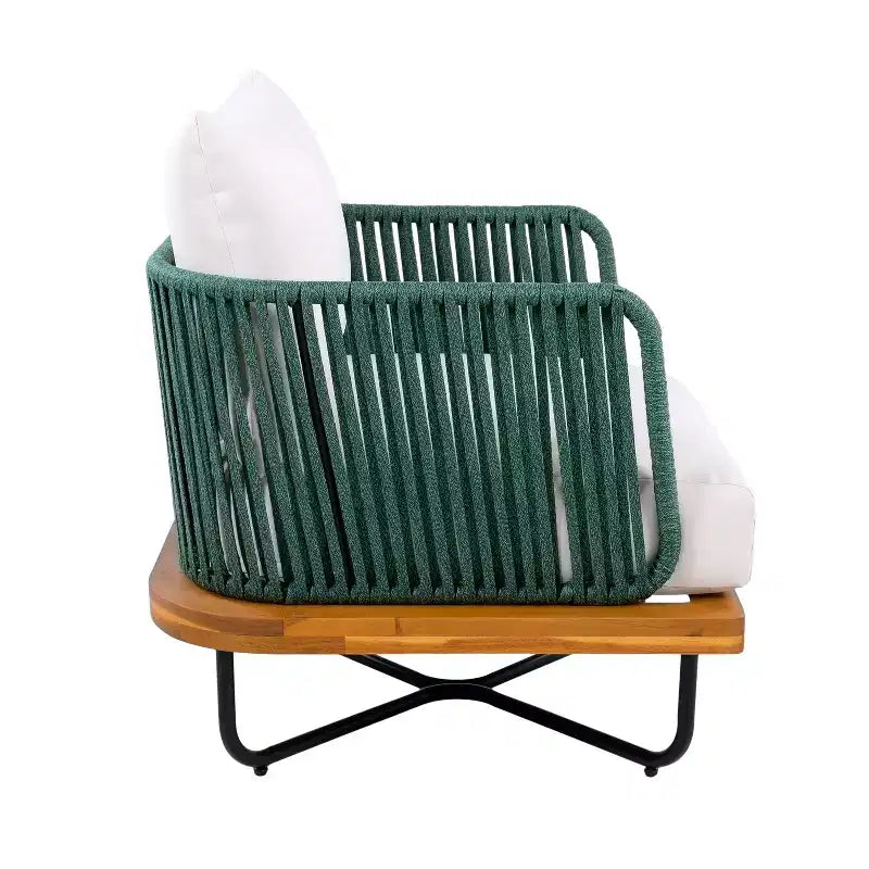 Poltrona Christopher Knight Home Ivan a club in corda intrecciata con struttura in acacia e ferro