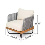 Poltrona Christopher Knight Home Ivan a club in corda intrecciata con struttura in acacia e ferro