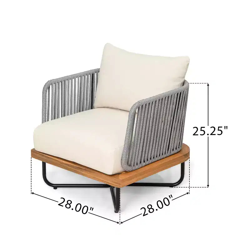 Poltrona Christopher Knight Home Ivan a club in corda intrecciata con struttura in acacia e ferro