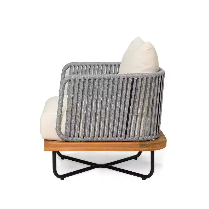 Poltrona Christopher Knight Home Ivan a club in corda intrecciata con struttura in acacia e ferro