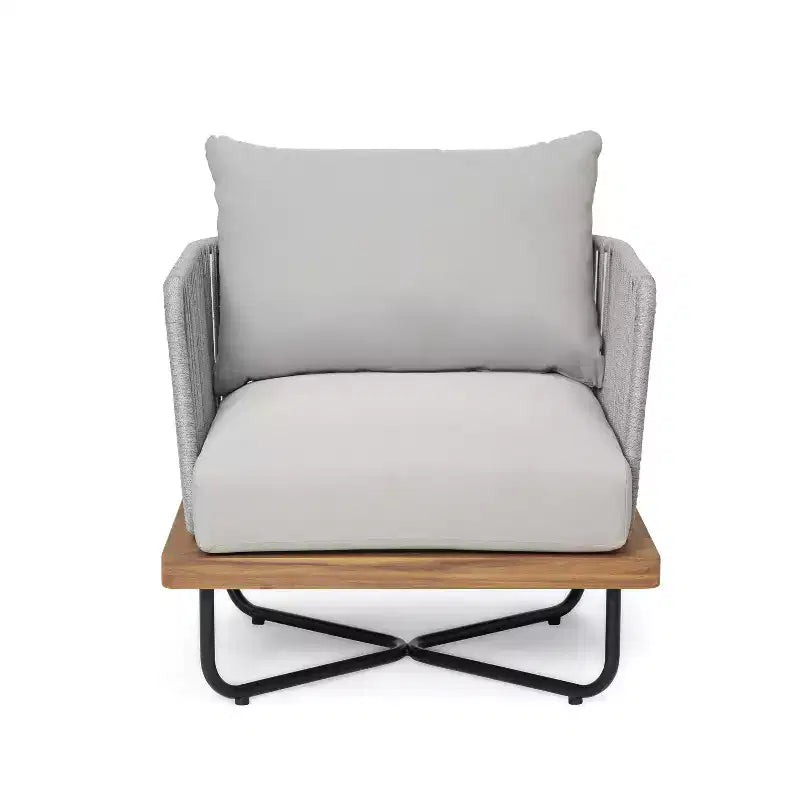 Poltrona Christopher Knight Home Ivan a club in corda intrecciata con struttura in acacia e ferro