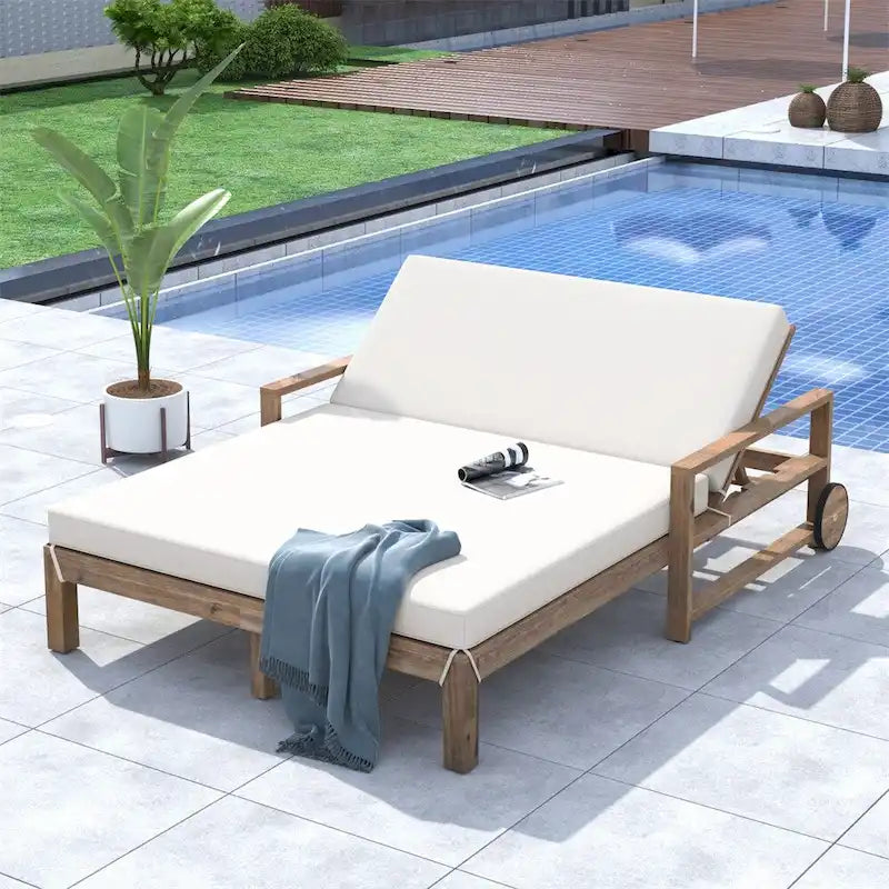 1-Piece Farmhouse-styled Wooden Outdoor Sunbed, Outdoor Daybed