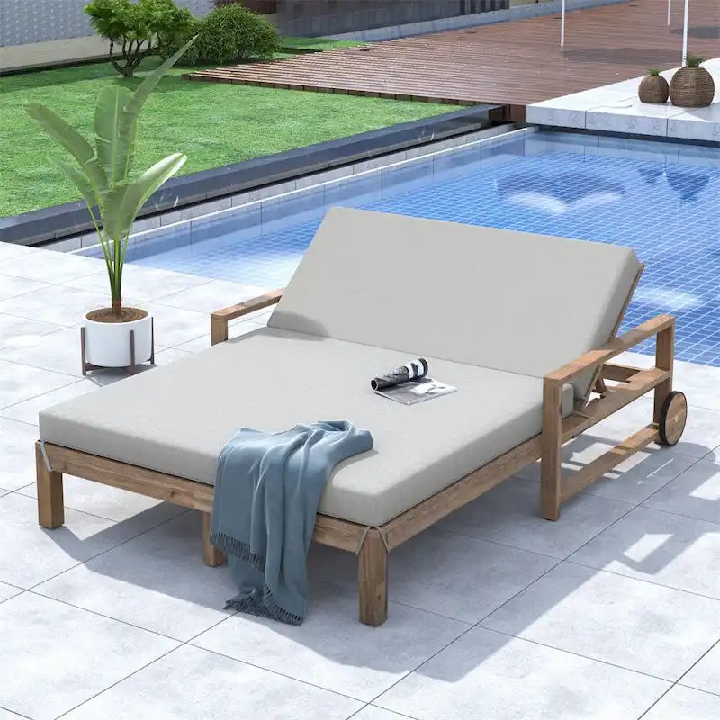 1-Piece Farmhouse-styled Wooden Outdoor Sunbed, Outdoor Daybed