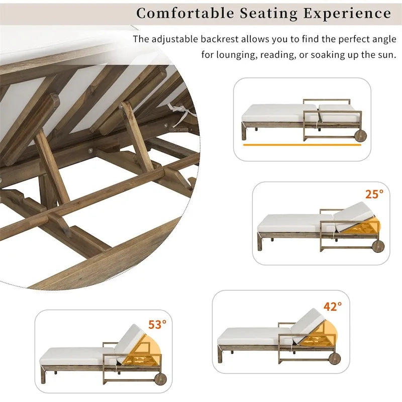 1-Piece Farmhouse-styled Wooden Outdoor Sunbed, Outdoor Daybed