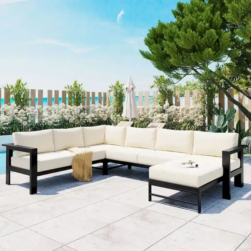 U-Shaped Multi-Person Outdoor Sofa Set, Suitable for Gardens