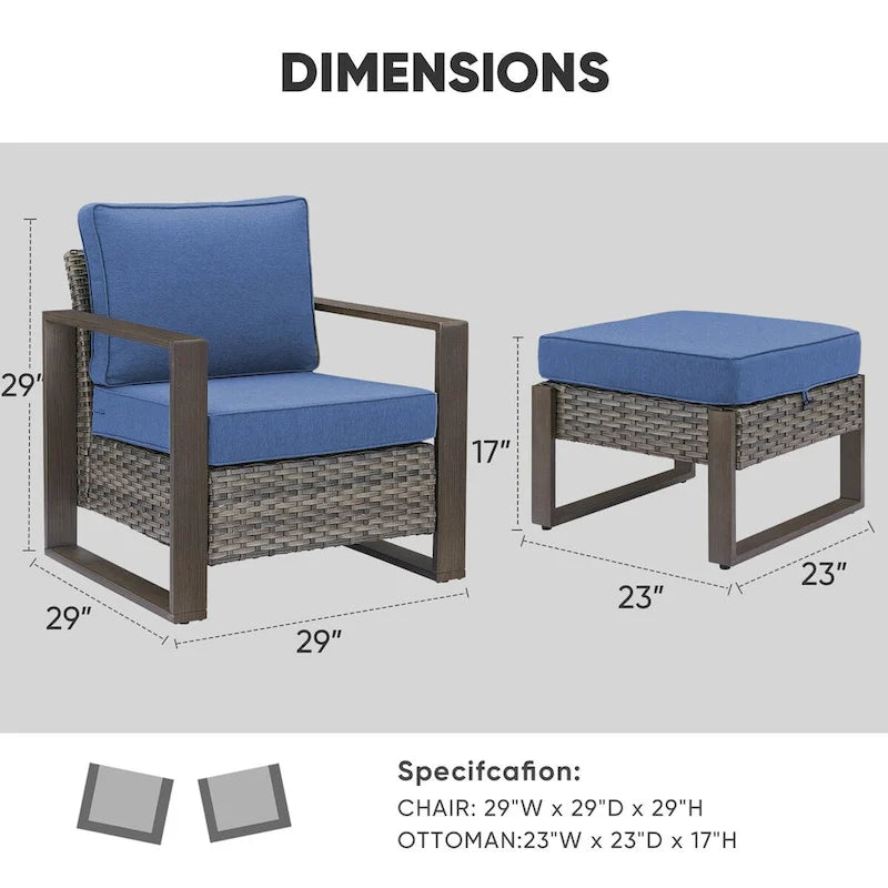 Patio Chairs with Foot Rest for Lawn and Garden - Grey